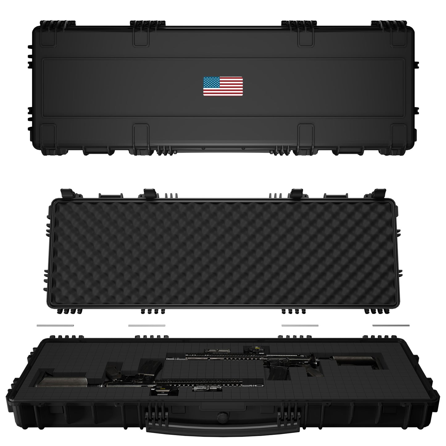 47" Detachable Tactical Hard Rifle Case, Waterproof & Shockproof w/ Foams