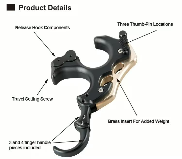 Tension Bow Release3 Or 4 Finger Aluminum Release Aid Automatic Archery Caliper For Target Compound Bow