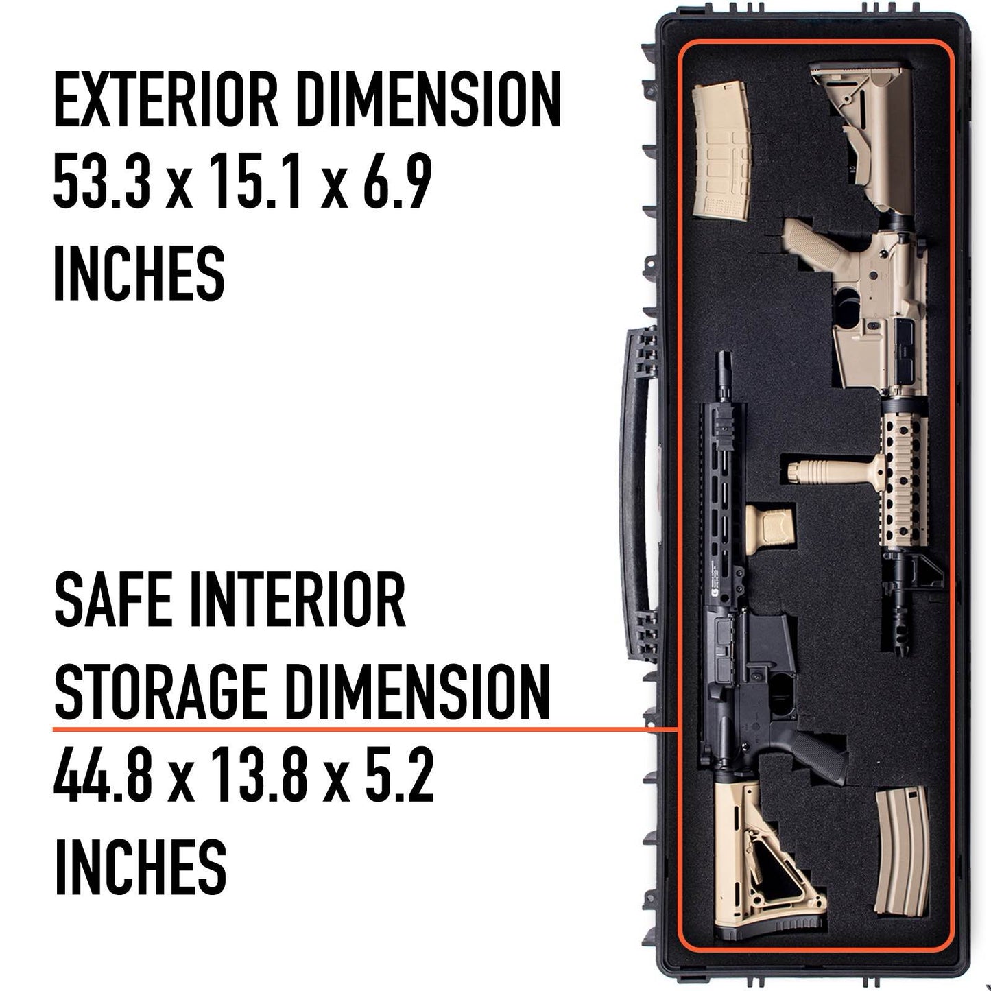 47" Detachable Tactical Hard Rifle Case, Waterproof & Shockproof w/ Foams