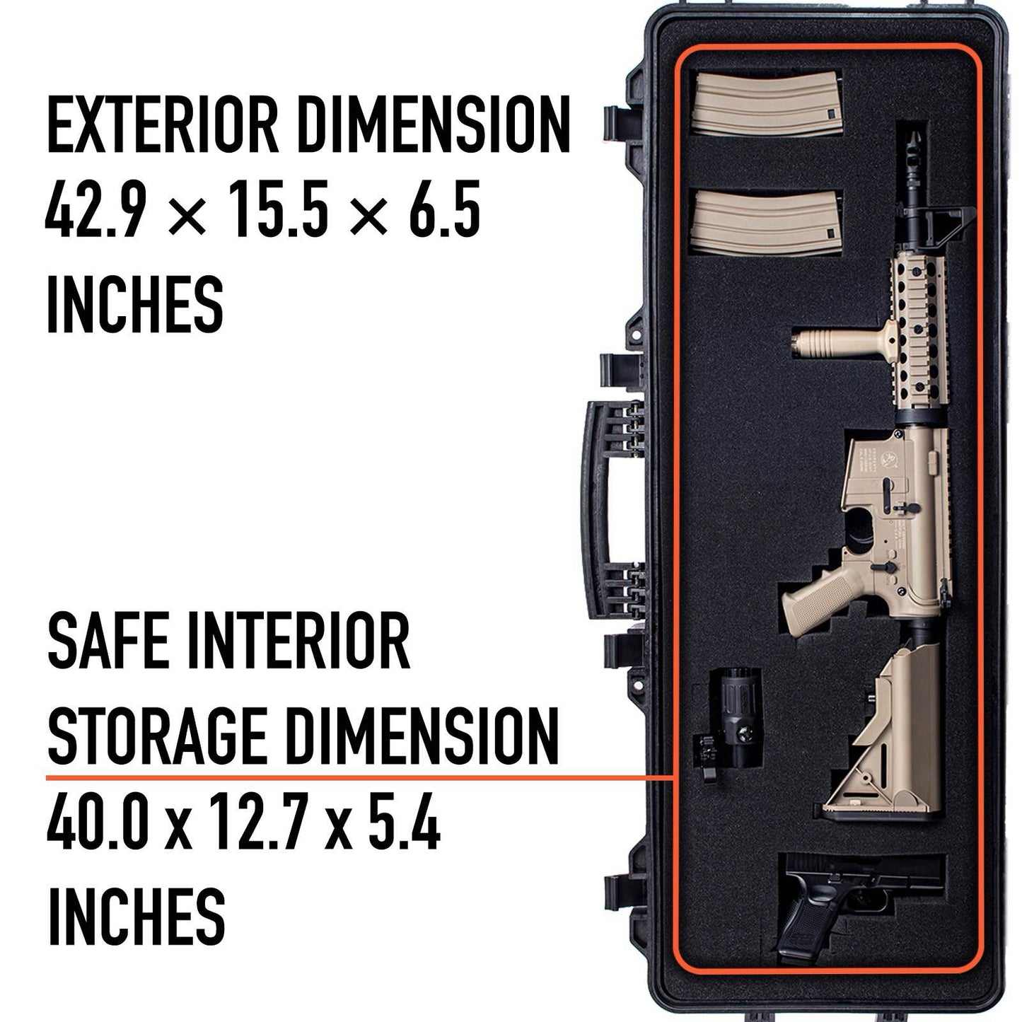 43" Tactical Hard Rifle Case, Waterproof & Shockproof w/ Foams