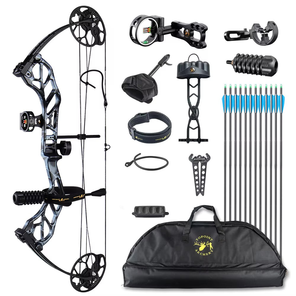 Ready to Hunt 31" Axle to Axle Hunting Compound Bow Pro Package CNC milling Riser